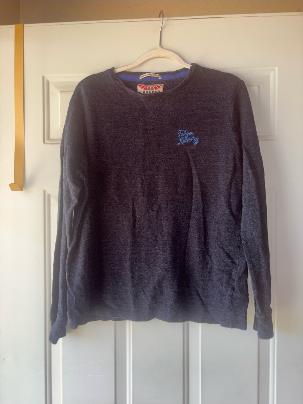 Tokyo Laundry navy long sleeve shirt size L